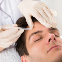 Young Man Having Botox Treatment At Beauty Clinic